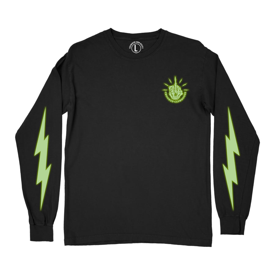 Crooked Clubhouse F.U. Longsleeve Tee - Black/Glow