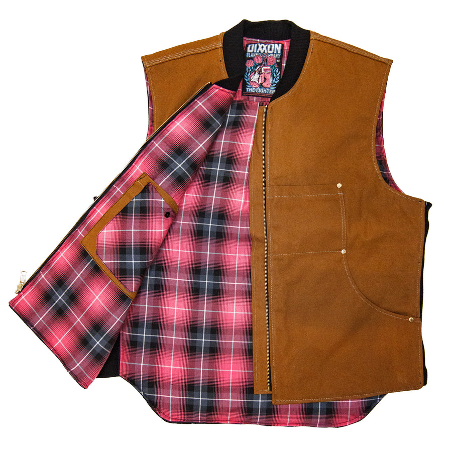 Reclaimed Canvas Moto Vest - Fighter/Brown - Large