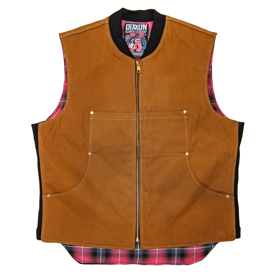 Reclaimed Canvas Moto Vest - Fighter/Brown - Large