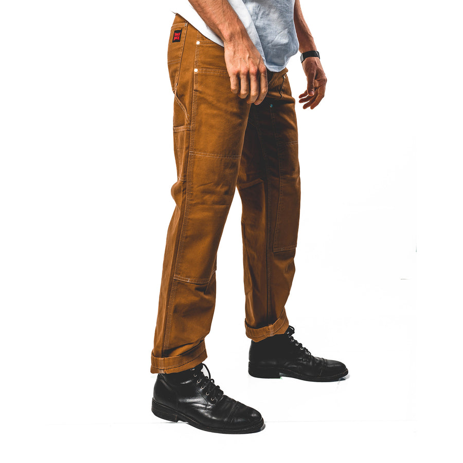 Double Front Moto Pant - Brown