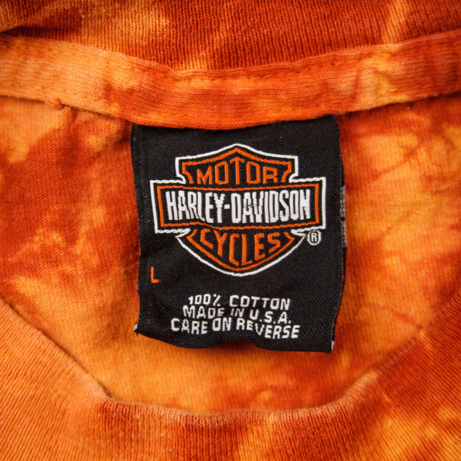 Harley Davidson Vintage T-Shirt - Brandon Harley Florida - Orange Acid Wash