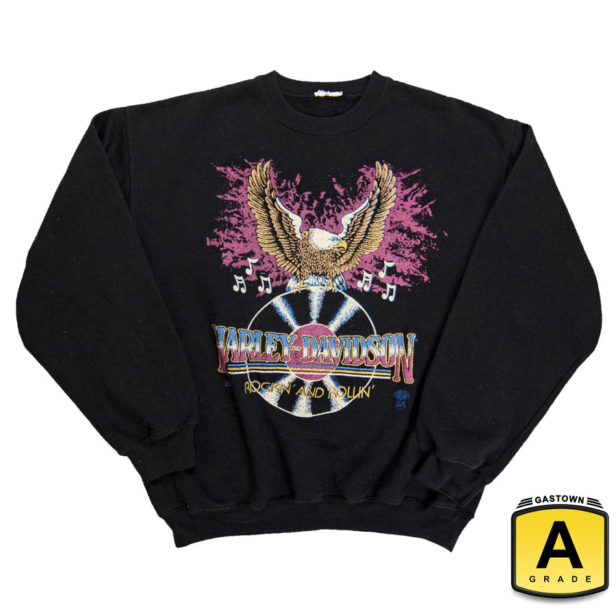 Harley Davidson Vintage Sweatshirt- Rockin' and Rollin' - Black