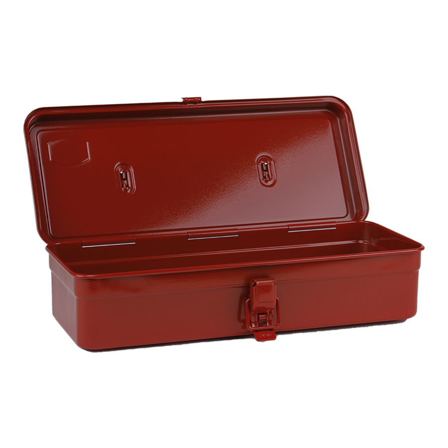 Toyo Steel T-320 Red. Sleek matte red toolbox with a round handle and cylinder lock, designed for durability and practical use. 1.0kg.