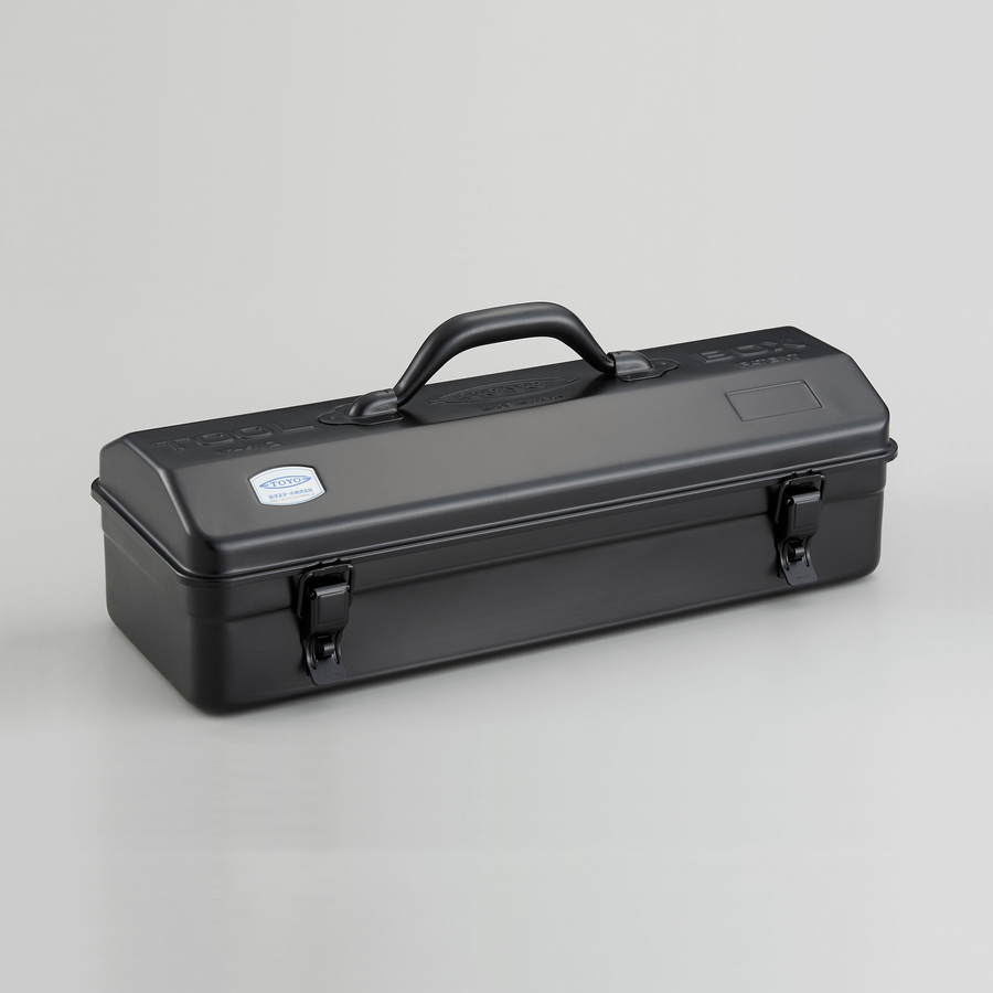 Toyo Steel Y-410 Camber Top Black. Sleek black steel container with a camber-top cover and round handle, offering durability and a modern look. 1.5kg.